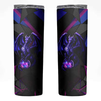 Custom Black And Purple Dragon Bowling Skinny Tumbler Magic Orb Graphic on Geometric Black Background Design - Wonder Print Shop