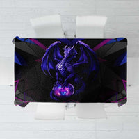 Custom Black And Purple Dragon Bowling Tablecloth Magic Orb Graphic on Geometric Black Background Design - Wonder Print Shop