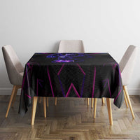 Custom Black And Purple Dragon Bowling Tablecloth Magic Orb Graphic on Geometric Black Background Design - Wonder Print Shop