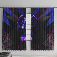 Custom Black And Purple Dragon Bowling Window Curtain Magic Orb Graphic on Geometric Black Background Design - Wonder Print Shop