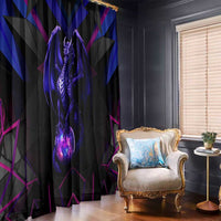 Custom Black And Purple Dragon Bowling Window Curtain Magic Orb Graphic on Geometric Black Background Design - Wonder Print Shop