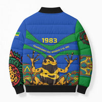 Indigenous Regions of Panama Embera-Wounaan Bomber Puffer Jacket Frog Graphic and Indigenous Pattern Guardians of the Forest - Wonder Print Shop