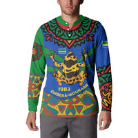 Indigenous Regions of Panama Embera-Wounaan Button Sweatshirt Frog Graphic and Indigenous Pattern Guardians of the Forest - Wonder Print Shop