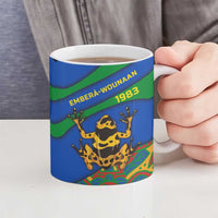 Indigenous Regions of Panama Embera-Wounaan Ceramic Mug Frog Graphic and Indigenous Pattern Guardians of the Forest - Wonder Print Shop
