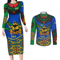 Indigenous Regions of Panama Embera-Wounaan Couples Matching Long Sleeve Bodycon Dress and Long Sleeve Button Shirt Frog Graphic and Indigenous Pattern Guardians of the Forest - Wonder Print Shop