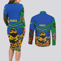 Indigenous Regions of Panama Embera-Wounaan Couples Matching Long Sleeve Bodycon Dress and Long Sleeve Button Shirt Frog Graphic and Indigenous Pattern Guardians of the Forest - Wonder Print Shop