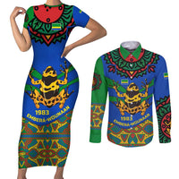 Indigenous Regions of Panama Embera-Wounaan Couples Matching Short Sleeve Bodycon Dress and Long Sleeve Button Shirt Frog Graphic and Indigenous Pattern Guardians of the Forest - Wonder Print Shop