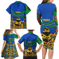Indigenous Regions of Panama Embera-Wounaan Family Matching Long Sleeve Bodycon Dress and Hawaiian Shirt Frog Graphic and Indigenous Pattern Guardians of the Forest - Wonder Print Shop