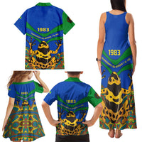 Indigenous Regions of Panama Embera-Wounaan Family Matching Tank Maxi Dress and Hawaiian Shirt Frog Graphic and Indigenous Pattern Guardians of the Forest - Wonder Print Shop