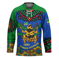 Indigenous Regions of Panama Embera-Wounaan Hockey Jersey Frog Graphic and Indigenous Pattern Guardians of the Forest - Wonder Print Shop