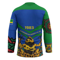 Indigenous Regions of Panama Embera-Wounaan Hockey Jersey Frog Graphic and Indigenous Pattern Guardians of the Forest - Wonder Print Shop