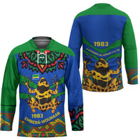Indigenous Regions of Panama Embera-Wounaan Hockey Jersey Frog Graphic and Indigenous Pattern Guardians of the Forest - Wonder Print Shop
