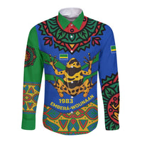 Indigenous Regions of Panama Embera-Wounaan Long Sleeve Button Shirt Frog Graphic and Indigenous Pattern Guardians of the Forest - Wonder Print Shop