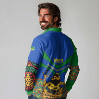 Indigenous Regions of Panama Embera-Wounaan Long Sleeve Polo Shirt Frog Graphic and Indigenous Pattern Guardians of the Forest - Wonder Print Shop