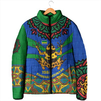Indigenous Regions of Panama Embera-Wounaan Padded Jacket Frog Graphic and Indigenous Pattern Guardians of the Forest - Wonder Print Shop