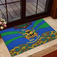 Indigenous Regions of Panama Embera-Wounaan Rubber Doormat Frog Graphic and Indigenous Pattern Guardians of the Forest - Wonder Print Shop