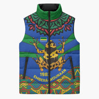 Indigenous Regions of Panama Embera-Wounaan Sleeveless Puffer Jacket Frog Graphic and Indigenous Pattern Guardians of the Forest - Wonder Print Shop