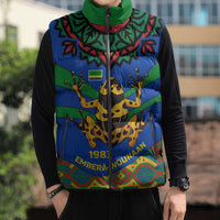 Indigenous Regions of Panama Embera-Wounaan Sleeveless Puffer Jacket Frog Graphic and Indigenous Pattern Guardians of the Forest - Wonder Print Shop