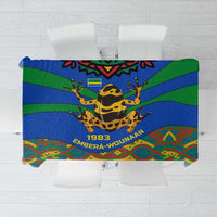 Indigenous Regions of Panama Embera-Wounaan Tablecloth Frog Graphic and Indigenous Pattern Guardians of the Forest - Wonder Print Shop