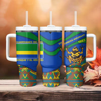 Indigenous Regions of Panama Embera-Wounaan Tumbler With Handle Frog Graphic and Indigenous Pattern Guardians of the Forest - Wonder Print Shop