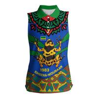 Indigenous Regions of Panama Embera-Wounaan Women Sleeveless Polo Shirt Frog Graphic and Indigenous Pattern Guardians of the Forest - Wonder Print Shop