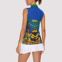 Indigenous Regions of Panama Embera-Wounaan Women Sleeveless Polo Shirt Frog Graphic and Indigenous Pattern Guardians of the Forest - Wonder Print Shop
