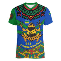 Indigenous Regions of Panama Embera-Wounaan Women V-Neck T-Shirt Frog Graphic and Indigenous Pattern Guardians of the Forest - Wonder Print Shop