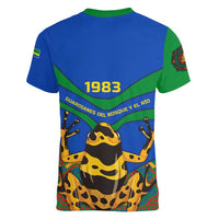 Indigenous Regions of Panama Embera-Wounaan Women V-Neck T-Shirt Frog Graphic and Indigenous Pattern Guardians of the Forest - Wonder Print Shop