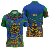 Indigenous Regions of Panama Embera-Wounaan Zipper Polo Shirt Frog Graphic and Indigenous Pattern Guardians of the Forest - Wonder Print Shop