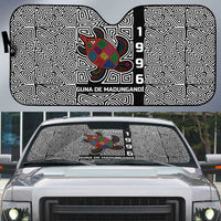 Indigenous Regions of Panama Guna de Madungandí Auto Sun Shade with Colorful Turtle and Black White Geometric Pattern - Wonder Print Shop