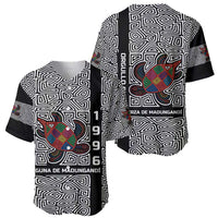 Indigenous Regions of Panama Guna de Madungandí Baseball Jersey with Colorful Turtle and Black White Geometric Pattern - Wonder Print Shop