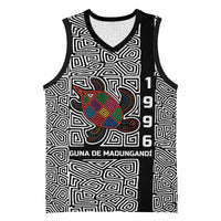 Indigenous Regions of Panama Guna de Madungandí Basketball Jersey with Colorful Turtle and Black White Geometric Pattern - Wonder Print Shop