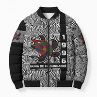 Indigenous Regions of Panama Guna de Madungandí Bomber Puffer Jacket with Colorful Turtle and Black White Geometric Pattern - Wonder Print Shop