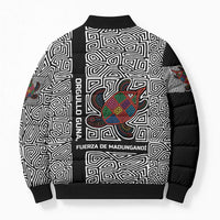 Indigenous Regions of Panama Guna de Madungandí Bomber Puffer Jacket with Colorful Turtle and Black White Geometric Pattern - Wonder Print Shop
