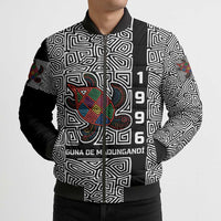 Indigenous Regions of Panama Guna de Madungandí Bomber Puffer Jacket with Colorful Turtle and Black White Geometric Pattern - Wonder Print Shop