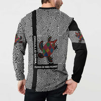 Indigenous Regions of Panama Guna de Madungandí Button Sweatshirt with Colorful Turtle and Black White Geometric Pattern - Wonder Print Shop