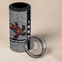 Indigenous Regions of Panama Guna de Madungandí 4 in 1 Can Cooler Tumbler with Colorful Turtle and Black White Geometric Pattern - Wonder Print Shop