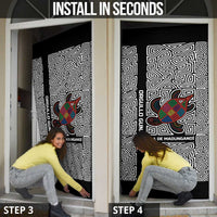 Indigenous Regions of Panama Guna de Madungandí Door Cover with Colorful Turtle and Black White Geometric Pattern - Wonder Print Shop