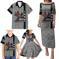 Indigenous Regions of Panama Guna de Madungandí Family Matching Puletasi and Hawaiian Shirt with Colorful Turtle and Black White Geometric Pattern - Wonder Print Shop
