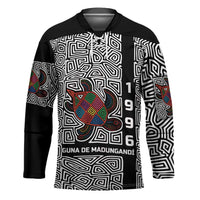 Indigenous Regions of Panama Guna de Madungandí Hockey Jersey with Colorful Turtle and Black White Geometric Pattern - Wonder Print Shop