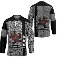 Indigenous Regions of Panama Guna de Madungandí Hockey Jersey with Colorful Turtle and Black White Geometric Pattern - Wonder Print Shop
