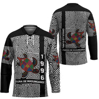 Indigenous Regions of Panama Guna de Madungandí Hockey Jersey with Colorful Turtle and Black White Geometric Pattern - Wonder Print Shop