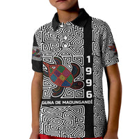 Indigenous Regions of Panama Guna de Madungandí Kid Polo Shirt with Colorful Turtle and Black White Geometric Pattern - Wonder Print Shop