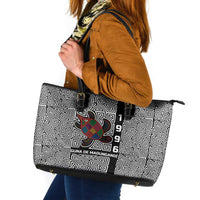 Indigenous Regions of Panama Guna de Madungandí Leather Tote Bag with Colorful Turtle and Black White Geometric Pattern - Wonder Print Shop