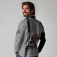 Indigenous Regions of Panama Guna de Madungandí Long Sleeve Polo Shirt with Colorful Turtle and Black White Geometric Pattern - Wonder Print Shop