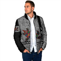 Indigenous Regions of Panama Guna de Madungandí Padded Jacket with Colorful Turtle and Black White Geometric Pattern - Wonder Print Shop