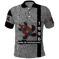 Indigenous Regions of Panama Guna de Madungandí Polo Shirt with Colorful Turtle and Black White Geometric Pattern - Wonder Print Shop