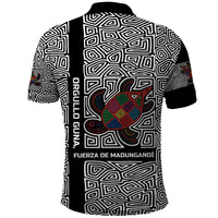 Indigenous Regions of Panama Guna de Madungandí Polo Shirt with Colorful Turtle and Black White Geometric Pattern - Wonder Print Shop