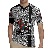 Indigenous Regions of Panama Guna de Madungandí Rugby Jersey with Colorful Turtle and Black White Geometric Pattern - Wonder Print Shop
