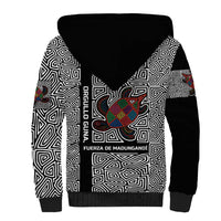 Indigenous Regions of Panama Guna de Madungandí Sherpa Hoodie with Colorful Turtle and Black White Geometric Pattern - Wonder Print Shop